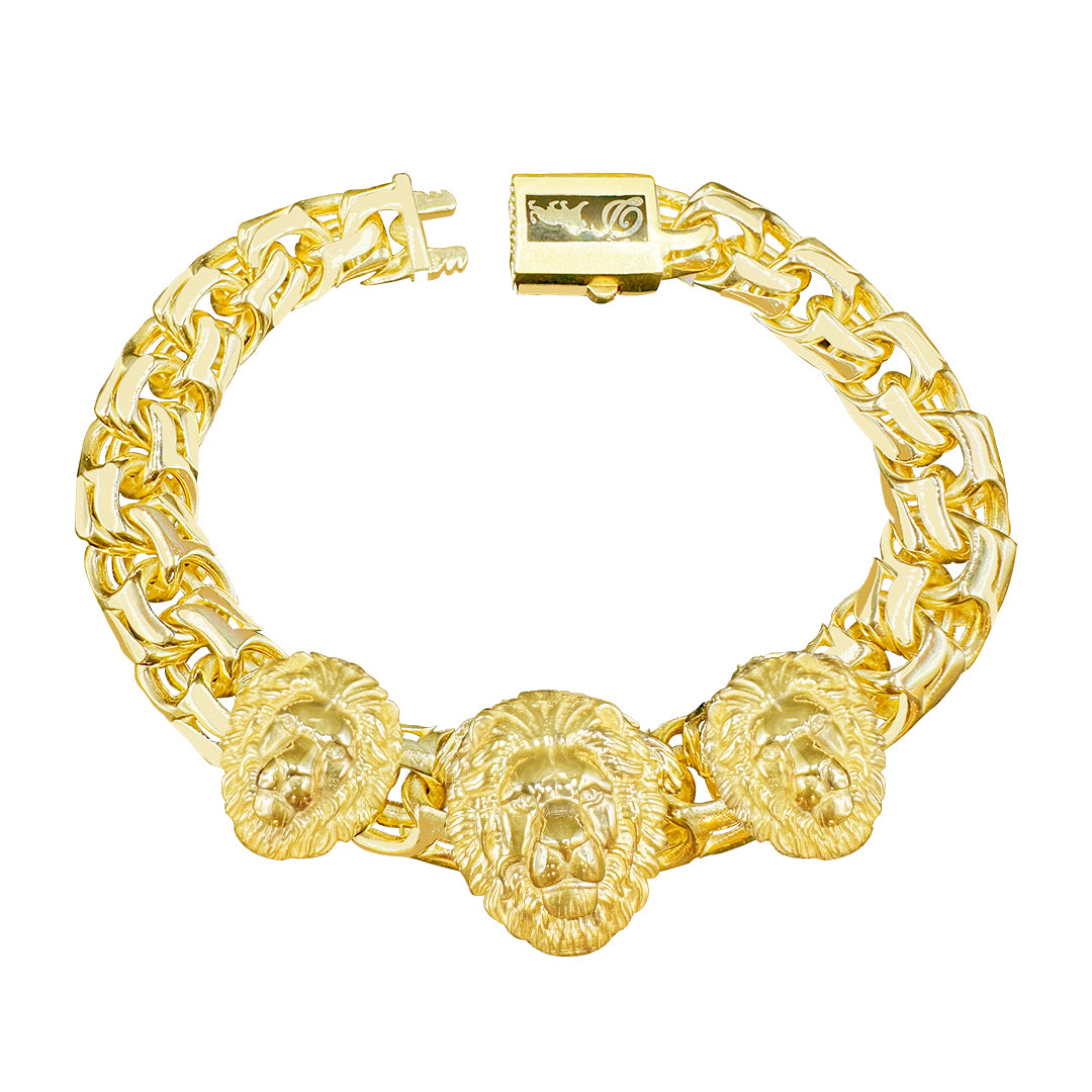 Victorian 18K Gold Lion's Head Plaque Link Bracelet – Tenenbaum Jewelers